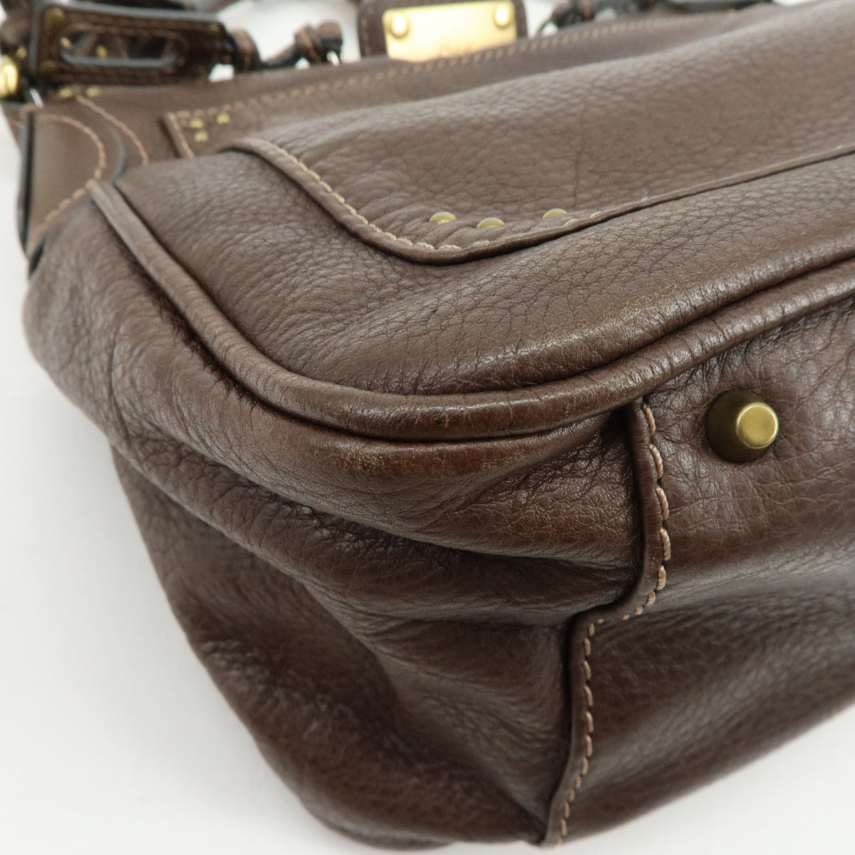 Chloe Paddington Leather Shoulder Bag Hand Bag Dark Brown