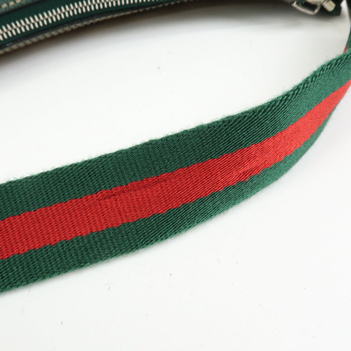 GUCCI Sherry GG Canvas Leather Shoulder Bag Beige Green Red 145812