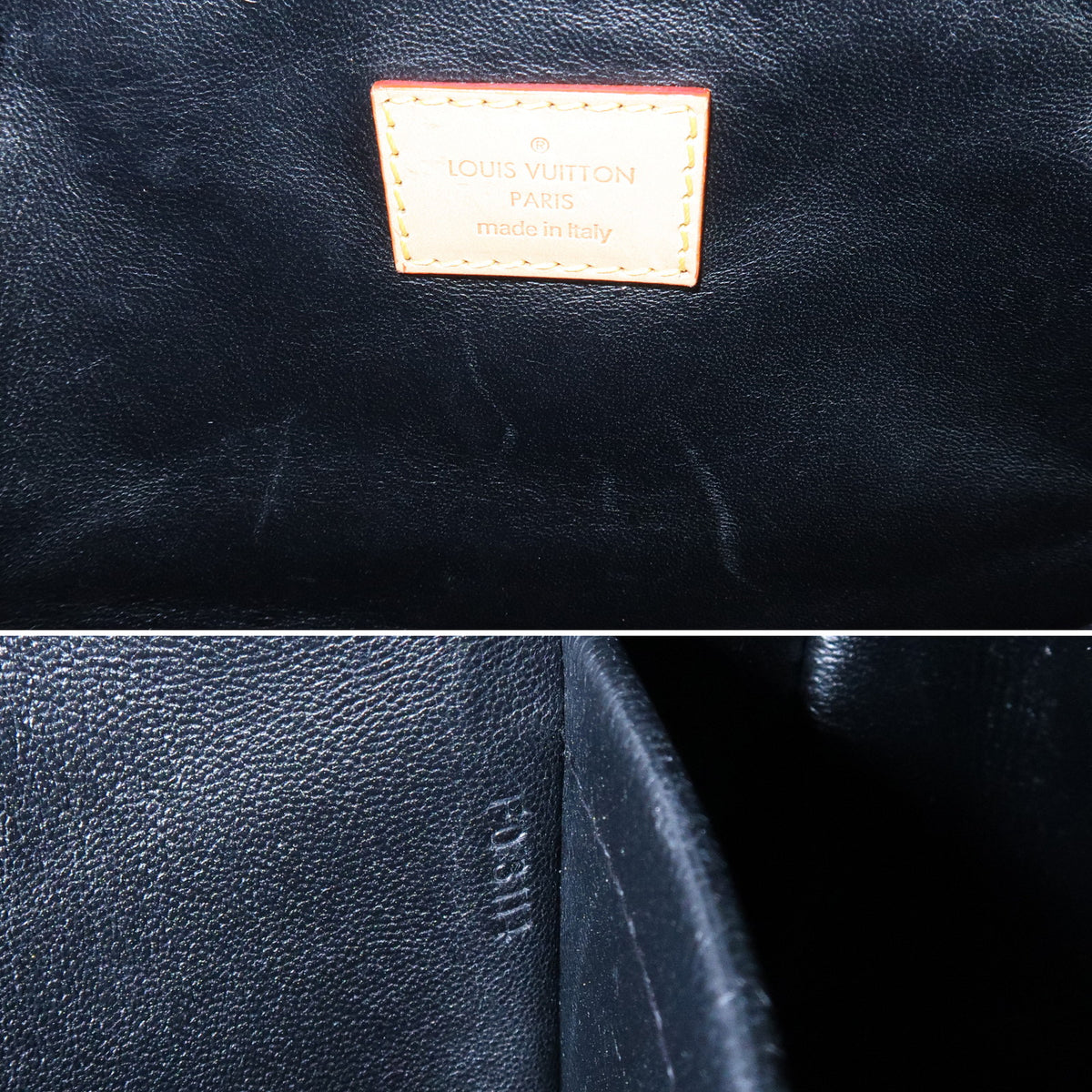 Louis Vuitton Malletage Doc PM Lamb Skin 2Way Bag Noir White M50002