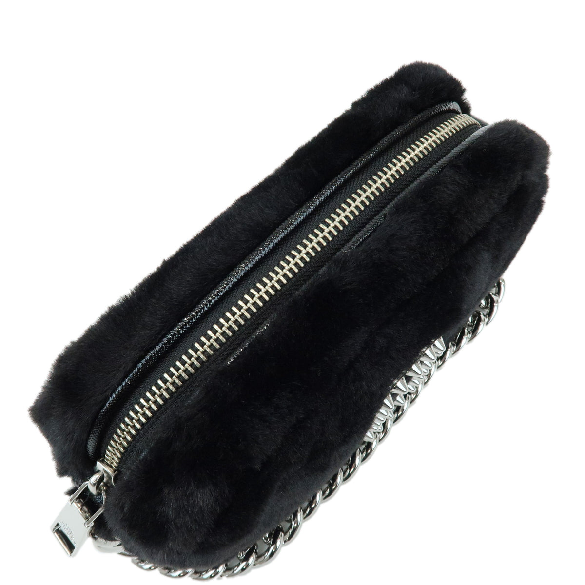 MARC JACOBS THE PLUSH SNAPSHOT Faux Fur Studs 2Way Bag Hand Bag Black
