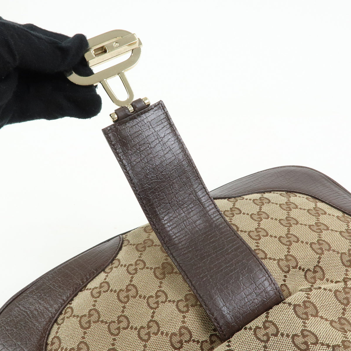 GUCCI Sherry GG Canvas Leather Shoulder Bag Hand Bag Brown 130779