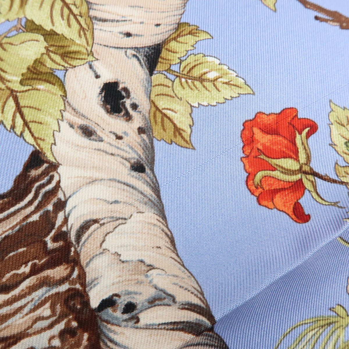 HERMES Silk 100% Scarf AU COEUR DES BOIS Blue