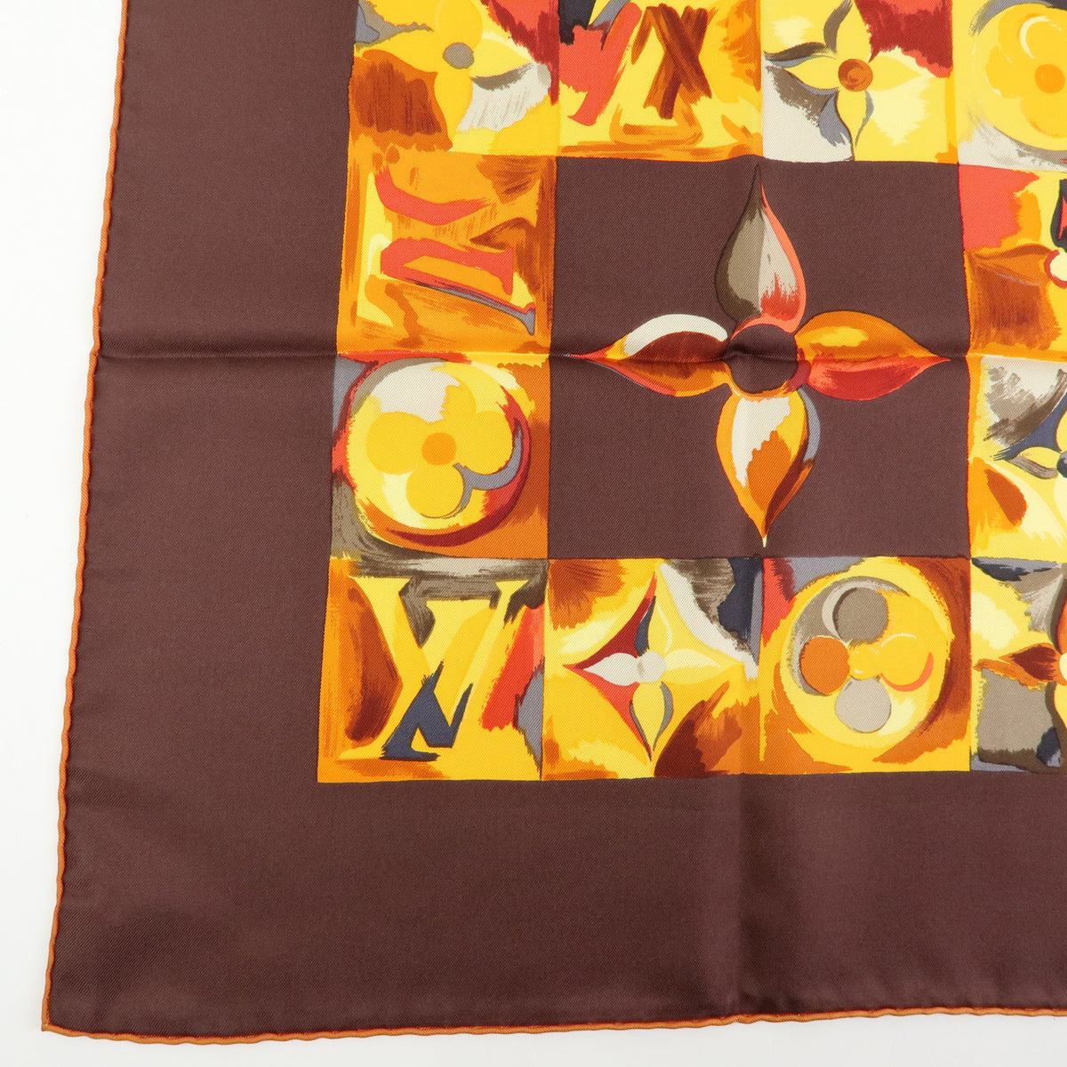 Louis Vuitton Monogram Carre Au Fil Du Temps Silk 100% Scarf M71120