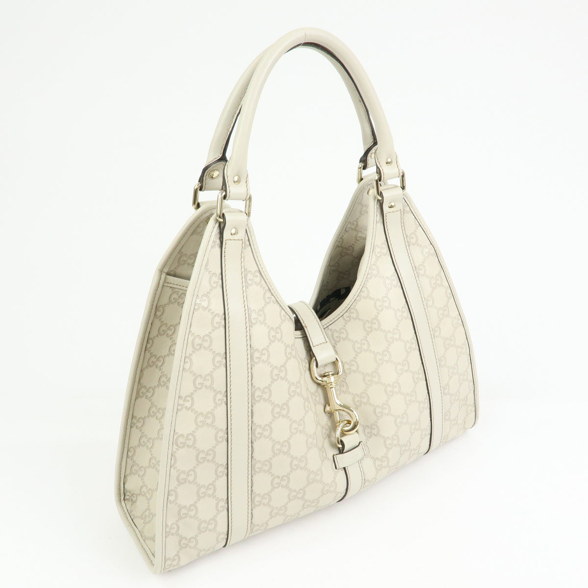GUCCI Jackie Guccissima Leather Shoulder Bag Hand Bag Ivory 203494
