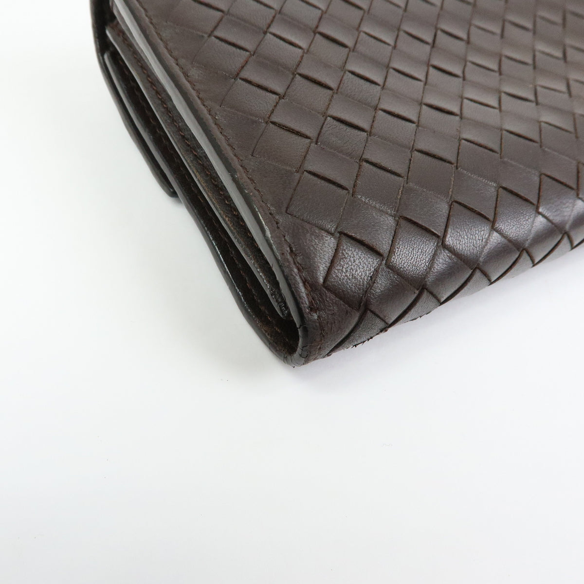 BOTTEGA VENETA Intrecciato Leather Bi-fold Long Wallet Brown 150509
