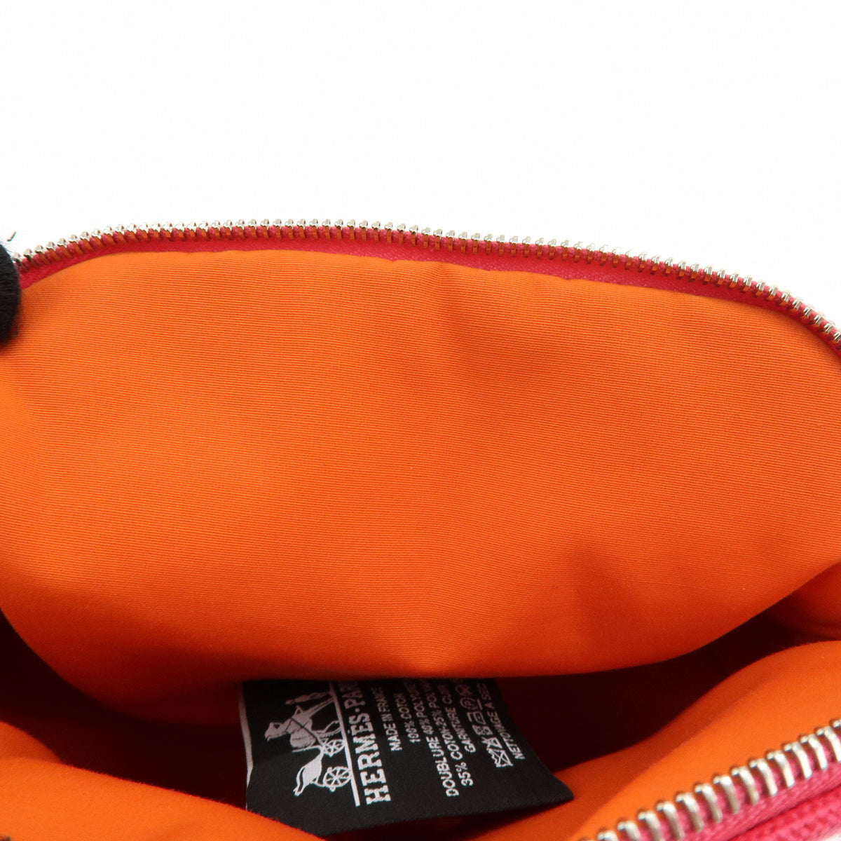 HERMES Cotton Canvas Leather Mini Bolide Pouch Pink Beige