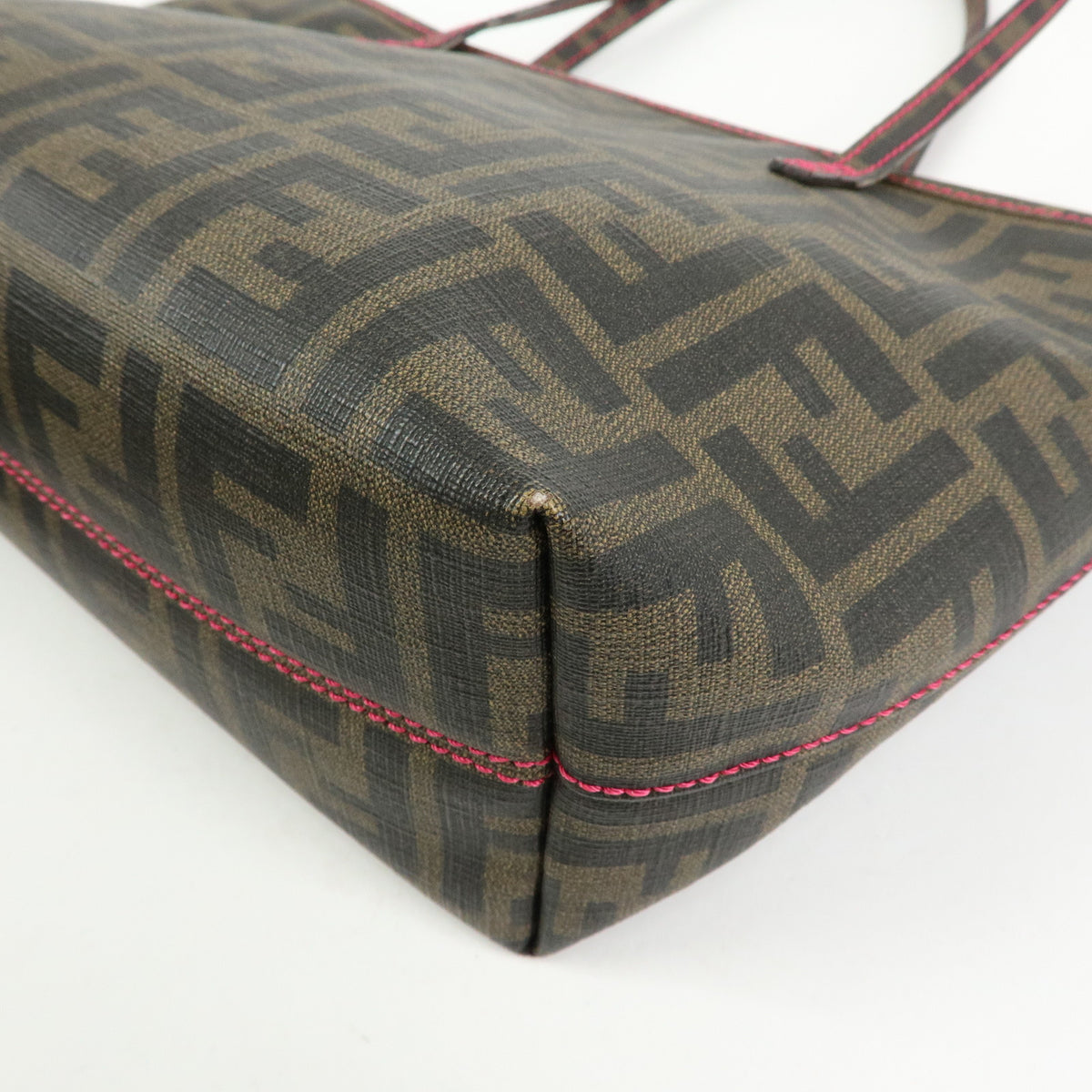 FENDI Zucca PVC Tote Bag Shoulder Bag Brown Pink 8BH223