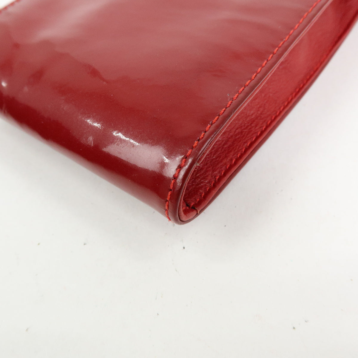 CHANEL COCO Mark Patent Leather Chain Shoulder Bag Phone Case Red Gold