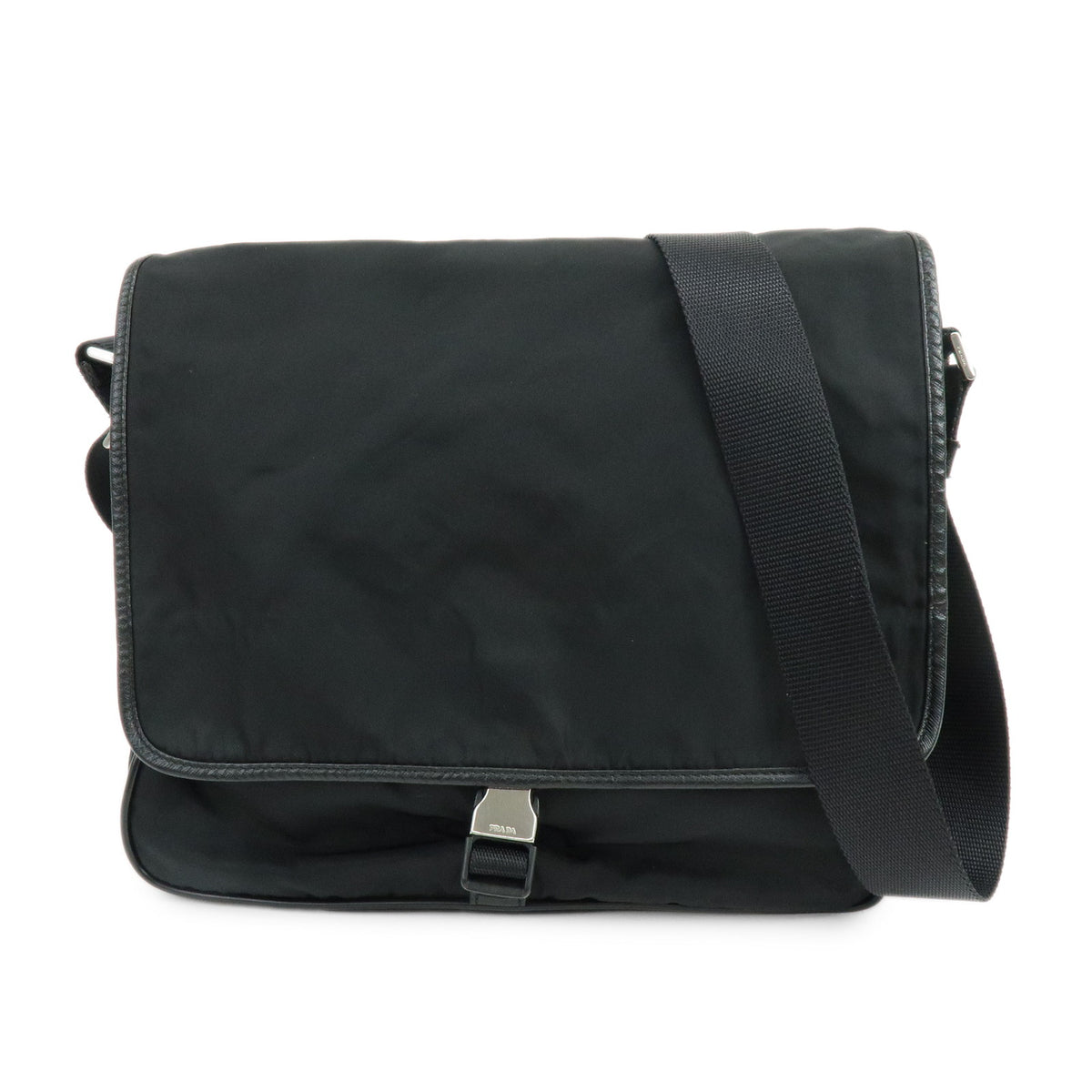 PRADA Triangle Logo Nylon Saffiano Leather Shoulder Bag Crossbody Bag