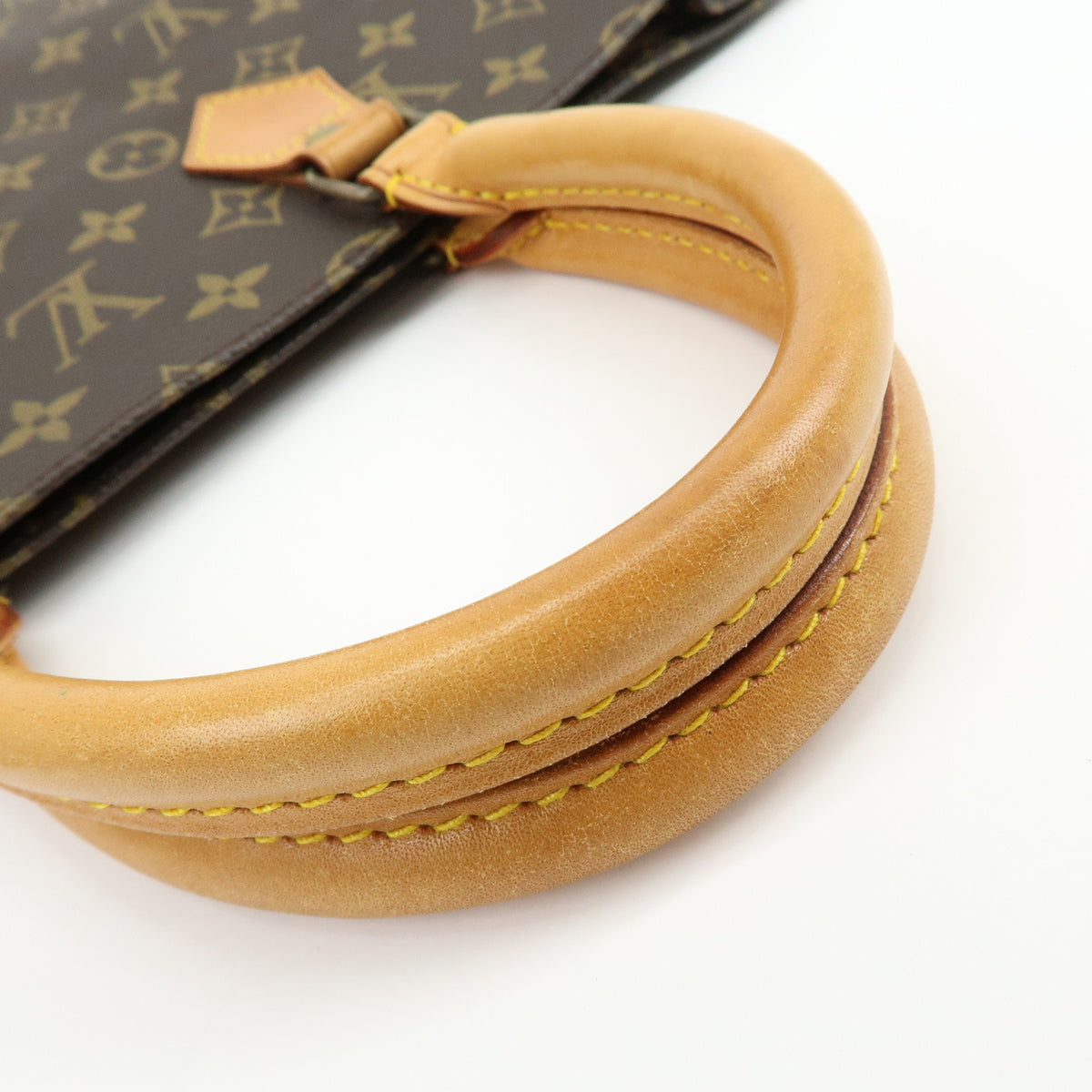 Louis Vuitton Monogram Sac Plat Leather Tote Bag Hand Bag Brown M51140