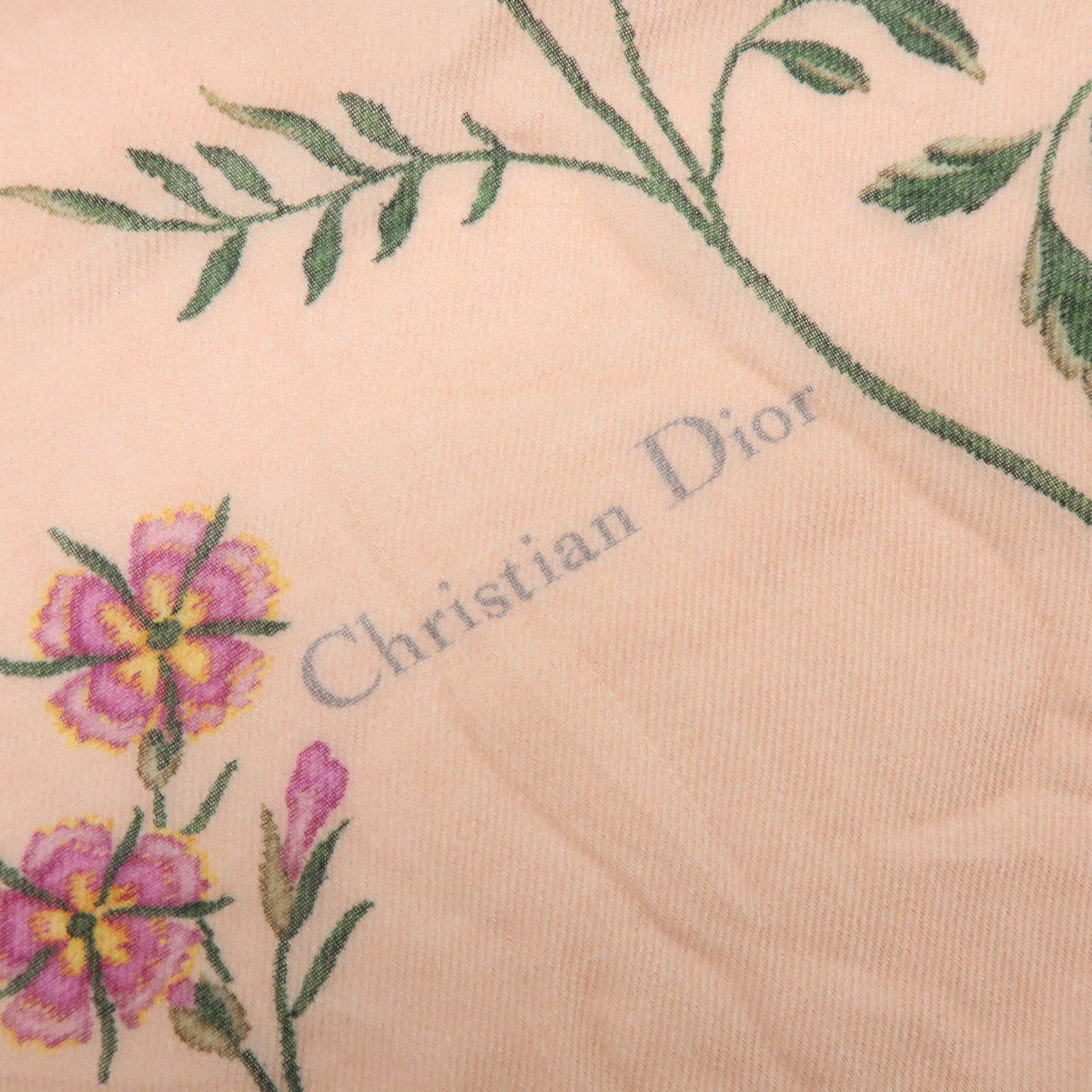 Christian Dior Cashmere 100% Scarf Bird Floral Pink Green Blue Red