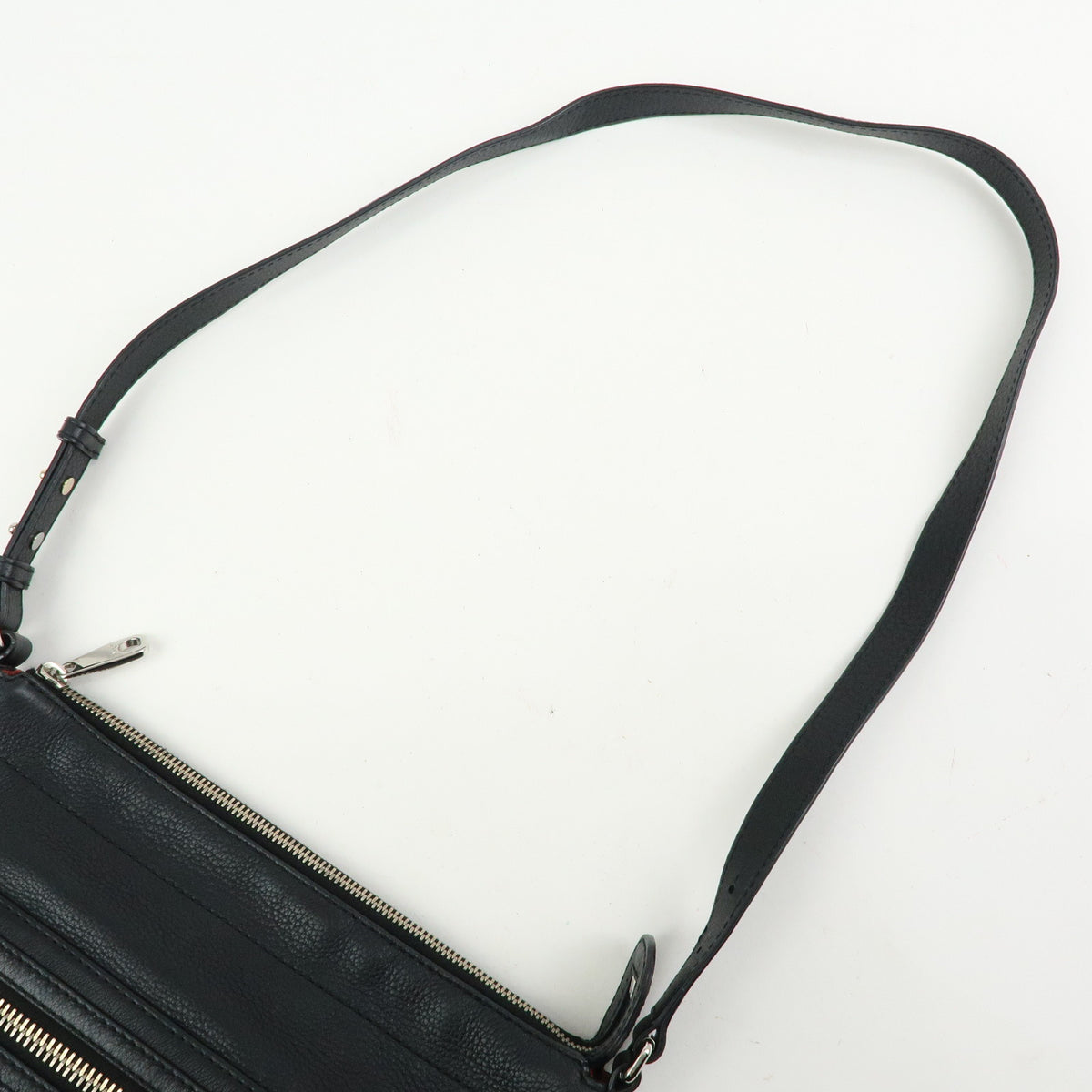 BALLY Perforated Leather Shoulder Bag Crossbody Bag Black Red