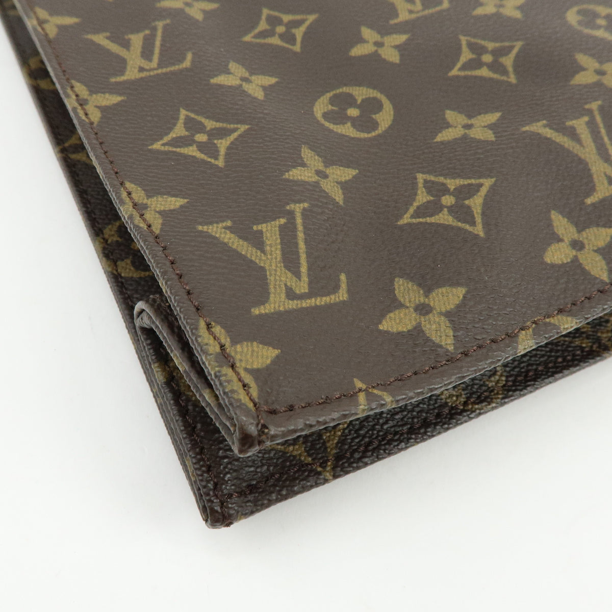 Louis Vuitton Monogram Sac Plat Leather Tote Bag Hand Bag Brown M51140