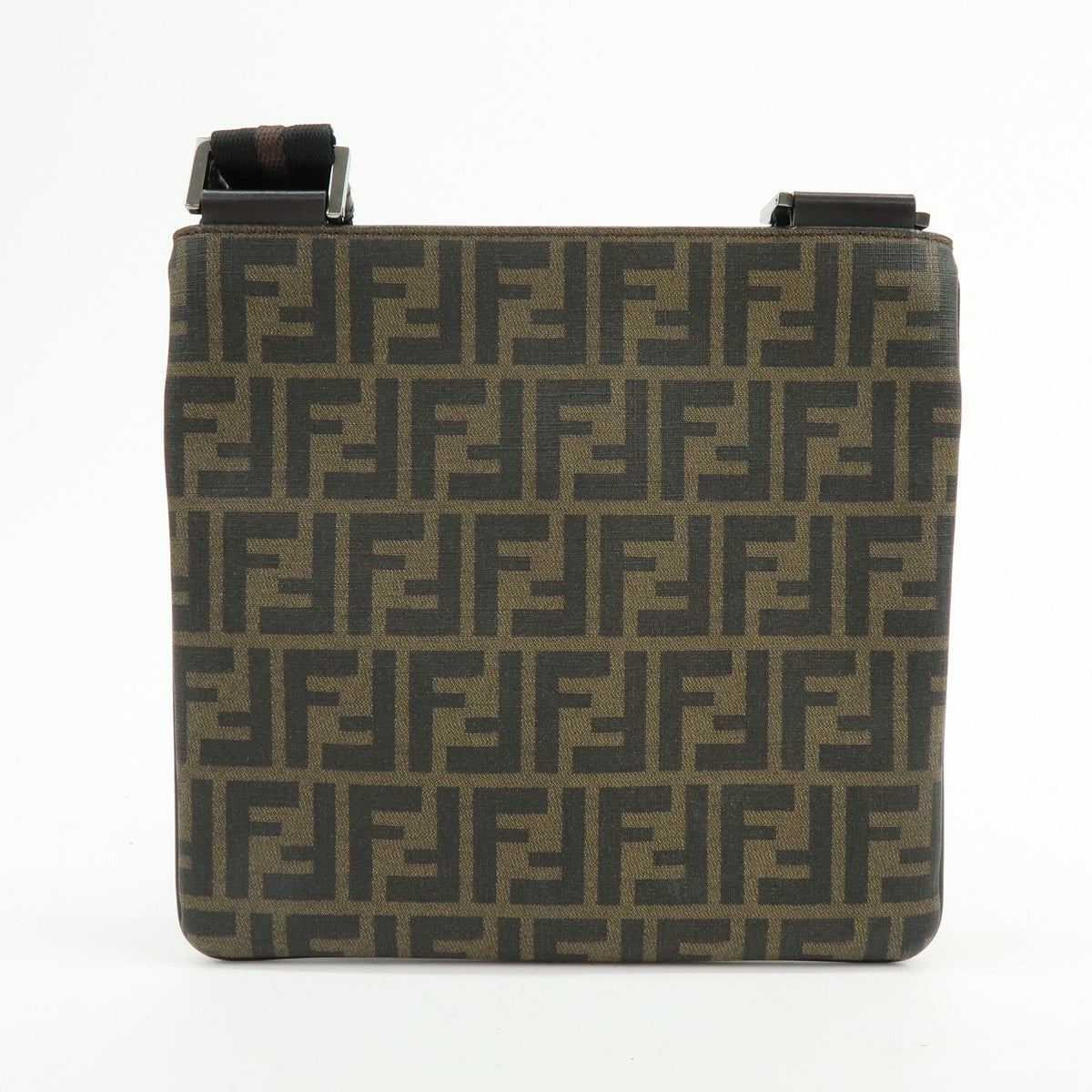 FENDI Zucca PVC Coated Canvas Leather Shoulder Bag Brown 7VA348