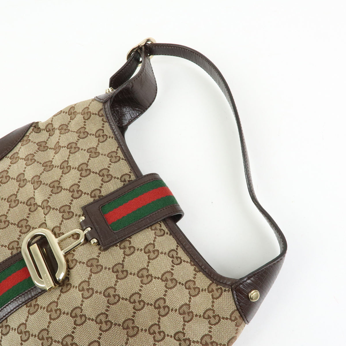 GUCCI Sherry GG Canvas Leather Shoulder Bag Hand Bag Brown 130779