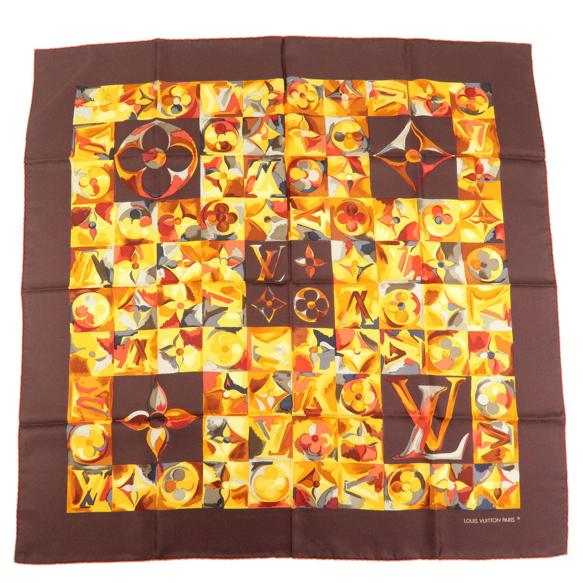 Louis Vuitton Monogram Carre Au Fil Du Temps Silk 100% Scarf M71120