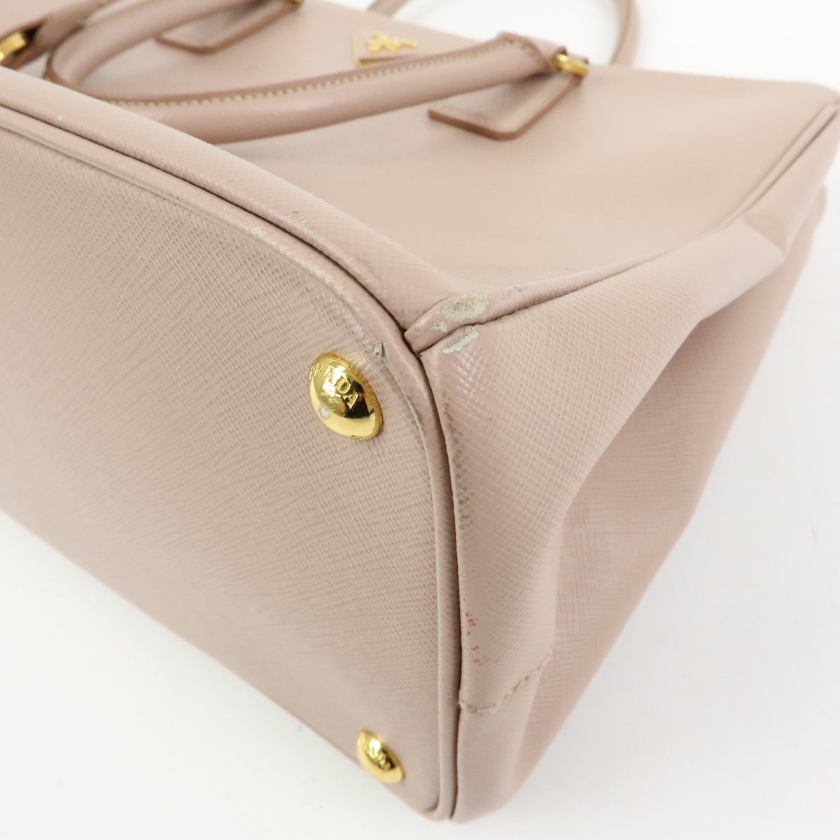 PRADA Triagnle Logo Galleria Saffiano Leather 2WAY Hand Bag Pink BN2274
