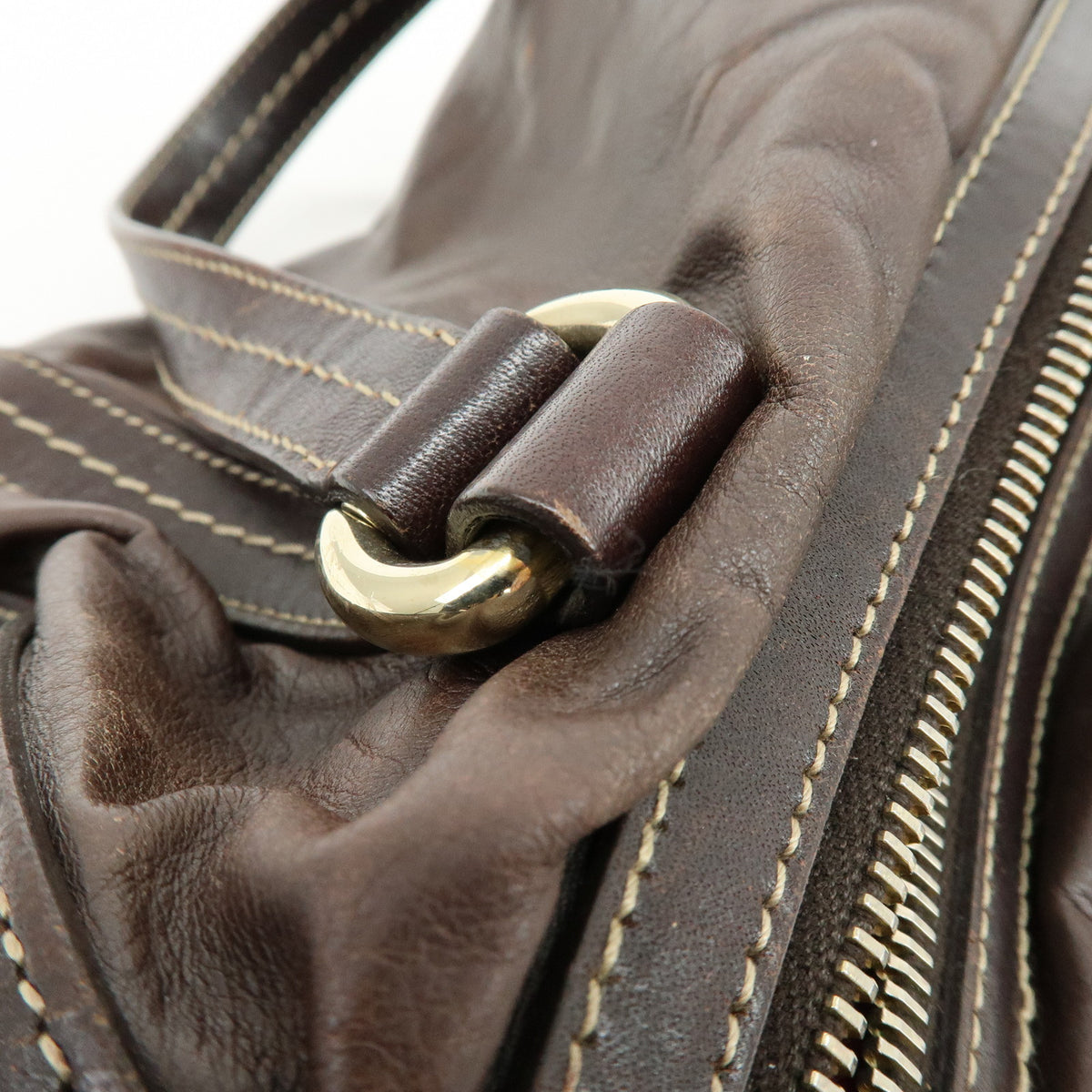 GUCCI Duchessa Leather Mini Boston Bag Hand Bag Dark Brown 181487