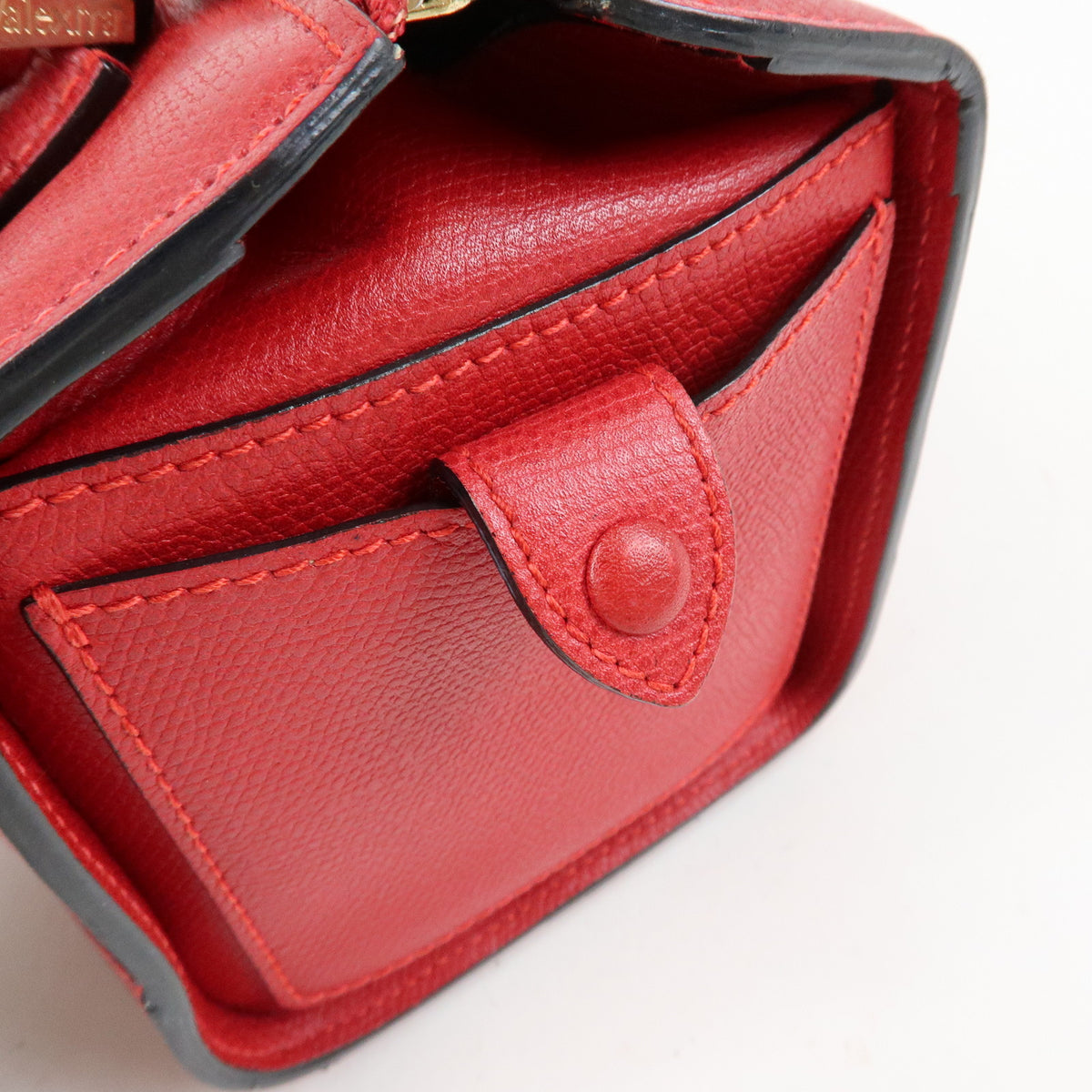Valextra Babila Leahter Mini Boston Bag Hand Bag Red