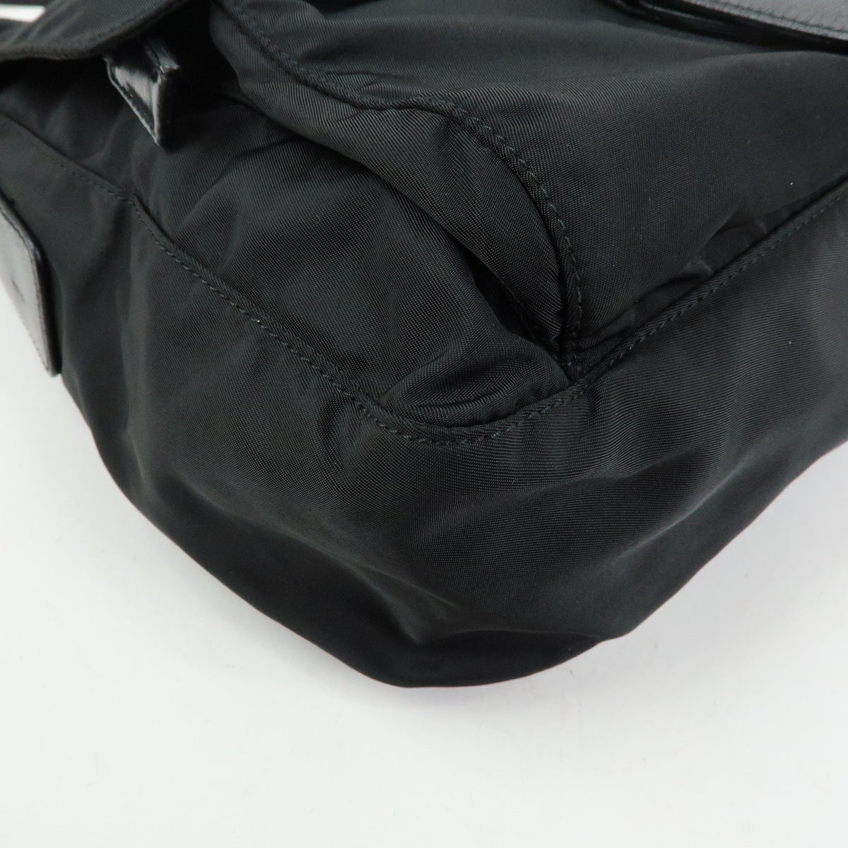 PRADA Triangle Logo Nylon Leather Shoulder Bag Crossbody Bag Black