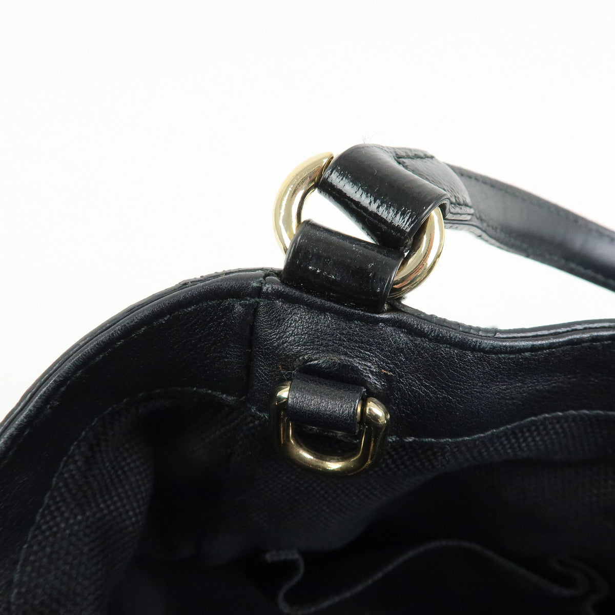 GUCCI SOHO Interlocking G Patent Leather 2Way Bag Hand Bag Black 336751
