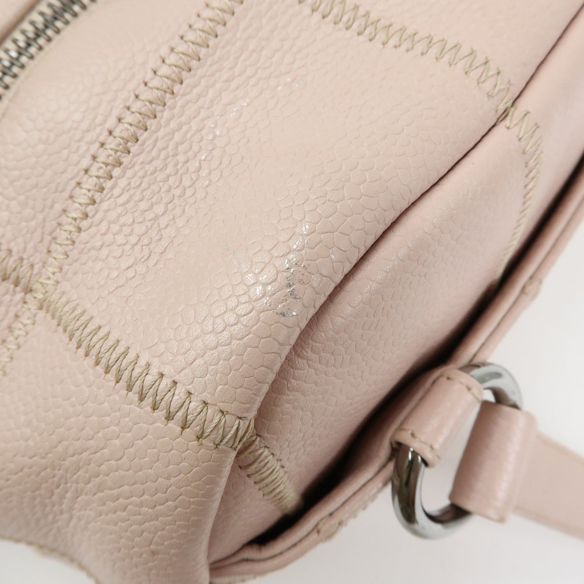 CHANEL Logo Chocolate Bar Caviarskin Shoulder Bag Hand Bag Pink