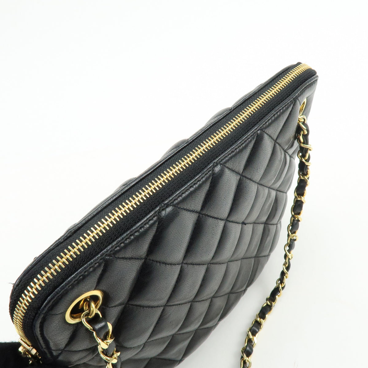 CHANEL Matelasse Lamb Skin Chain Shoulder Bag Hand Bag Black