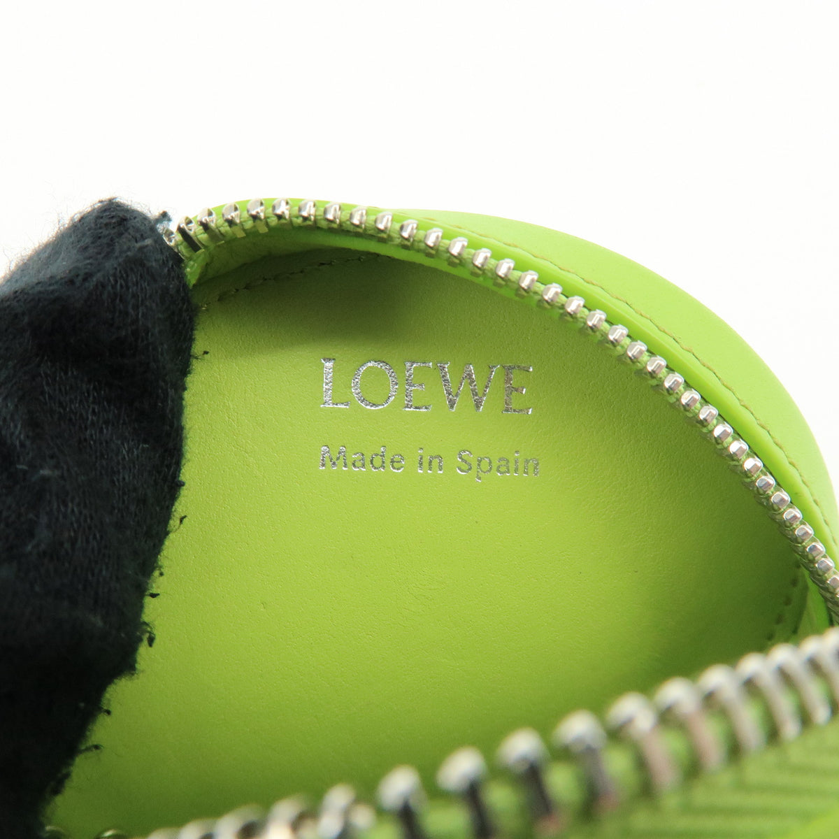 LOEWE Calf Leather Pebble Cookie Key Holder Pouch Coin Case Green