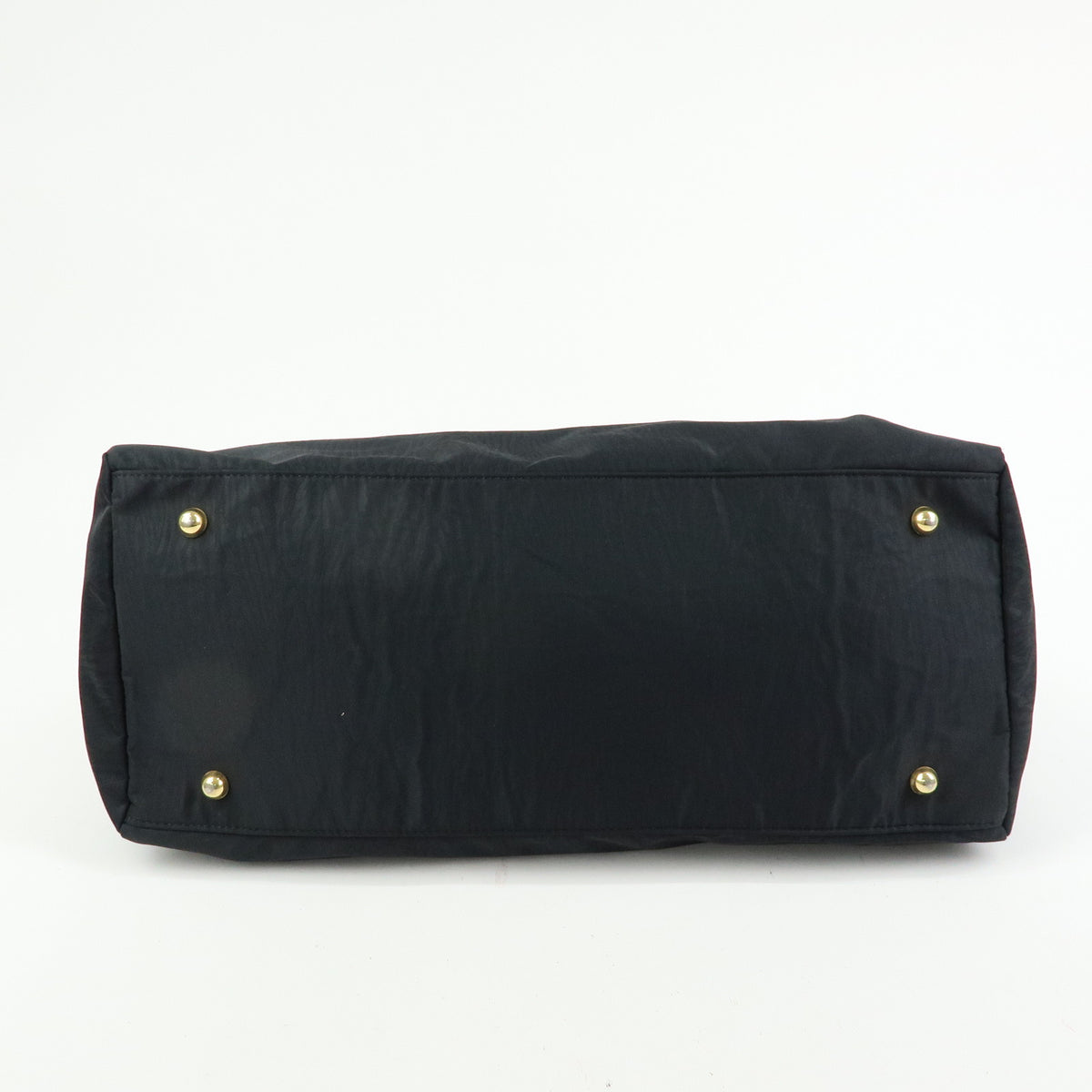 BALENCIAGA Nylon Embossed Leather Boston Bag Black Brown