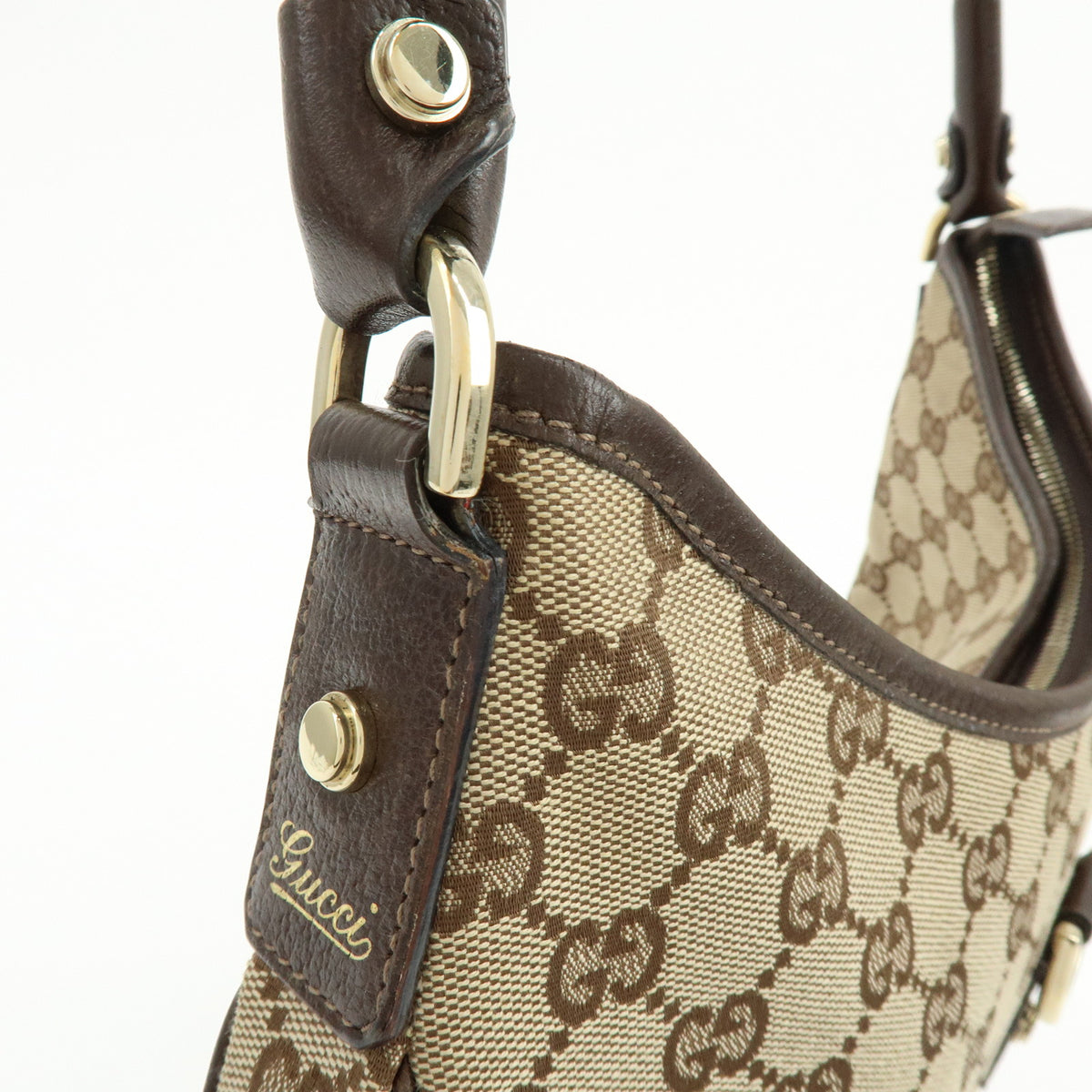 GUCCI Abbey GG Canvas Leather Shoulder Bag Hand Bag Beige Brown 130737