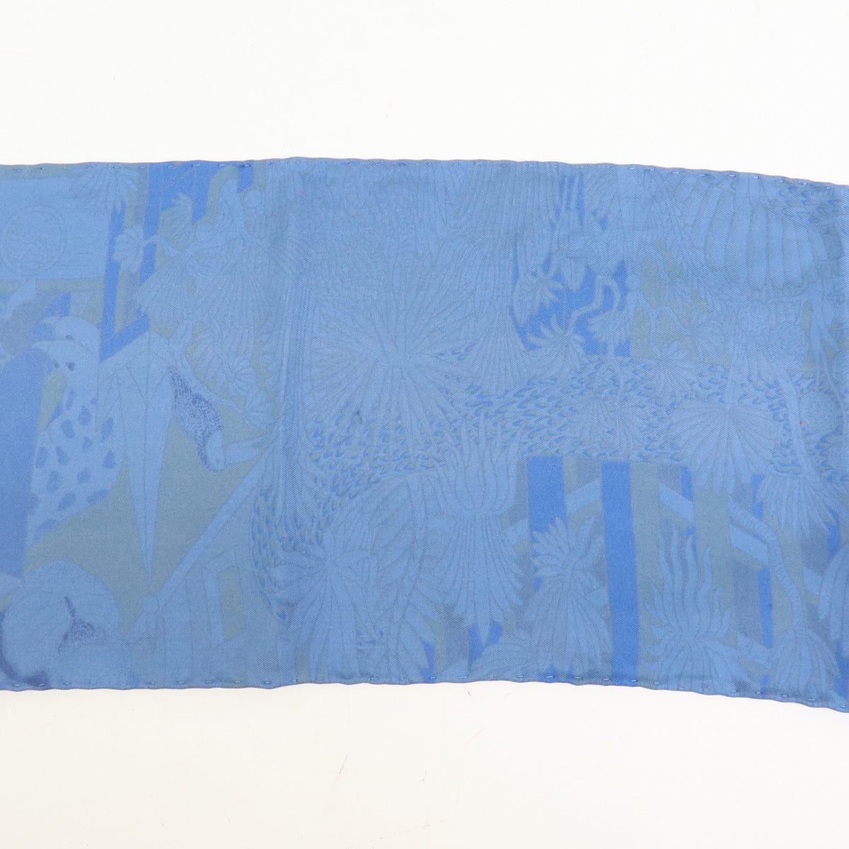 HERMES Maxi Twilly Silk 100% Scarf ANIMAPOLIS Blue Beige Black