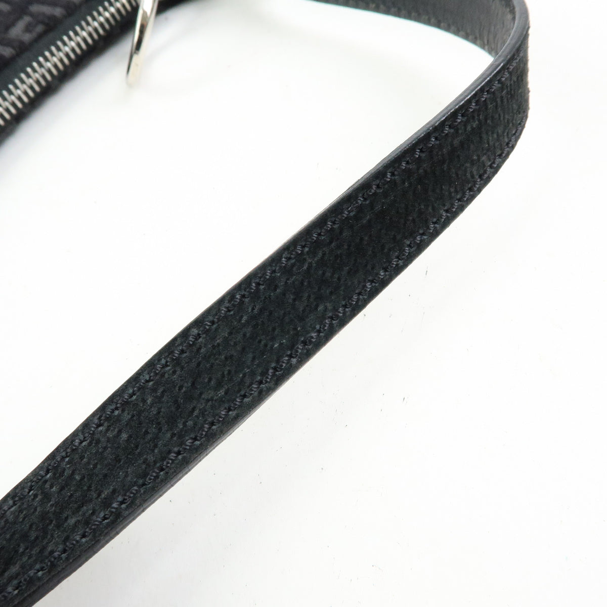 FENDI Zucchino Canvas Leather Shoulder Bag Hand Bag Black 8BR248