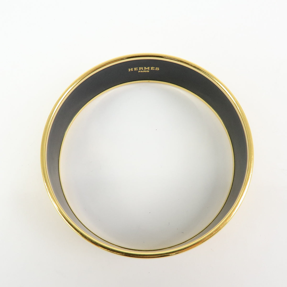 HERMES Email GM Gold Plated Bangle Bracelet Yellow
