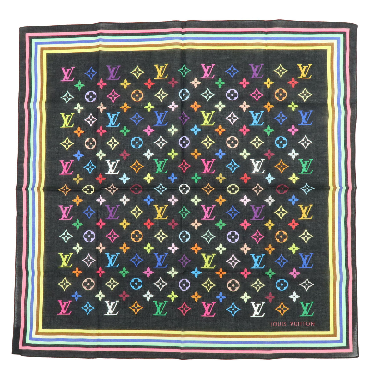 Louis Vuitton Monogram Multicolor Cotton 100% Scarf Handkerchief