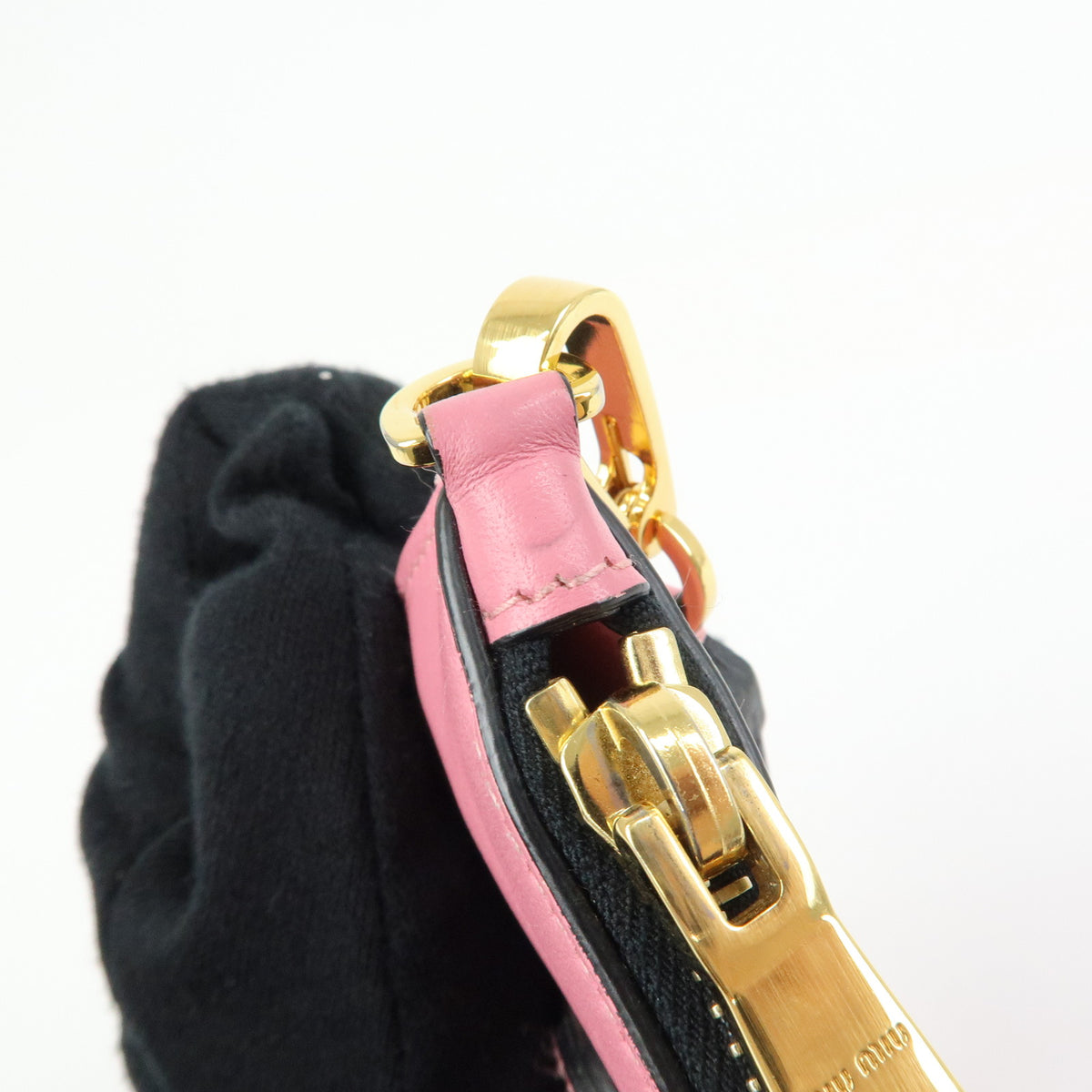 MIU MIU Logo Soft Calf Leather Clutch Bag Flat Pouch Pink 5N1890