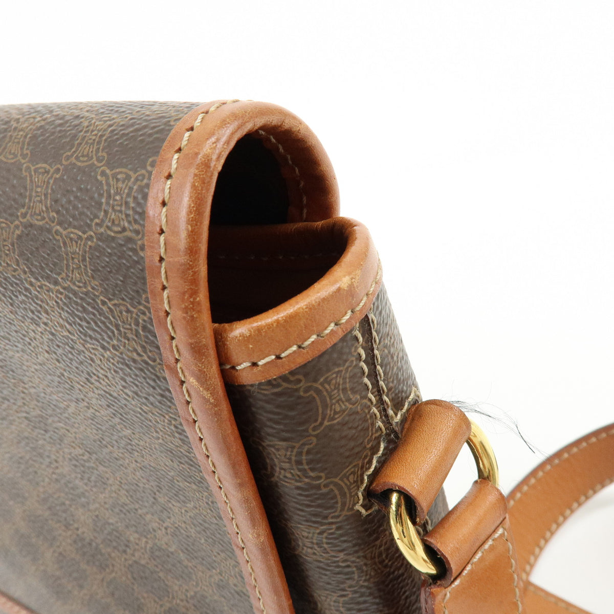 CELINE Macadam PVC Leather Shoulder Bag Crossbody Bag Brown