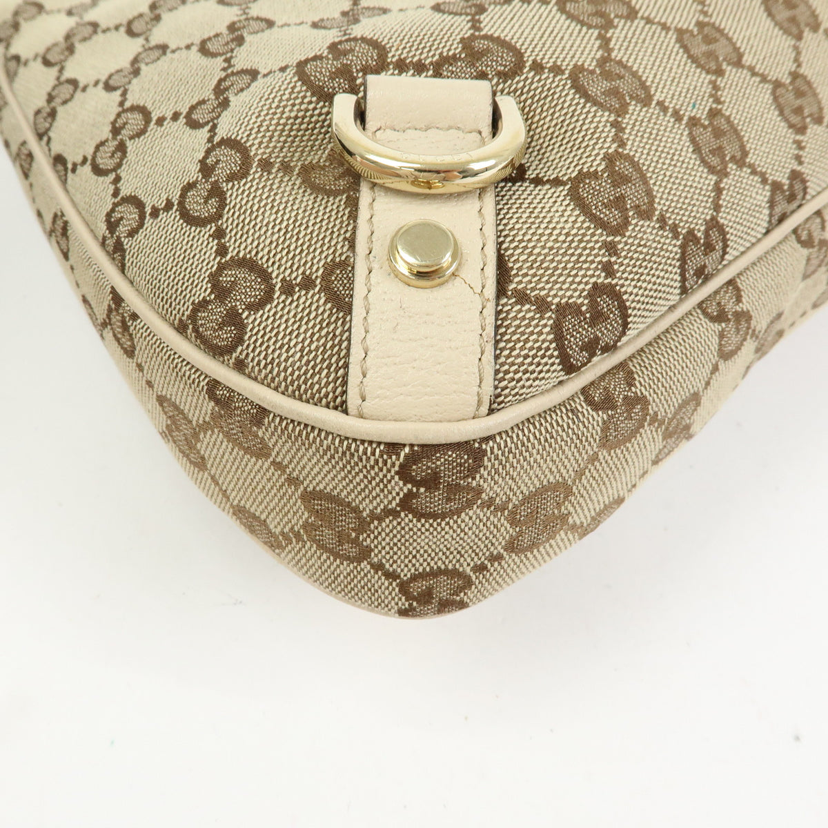 GUCCI Abbey GG Canvas Leather Shoulder Bag Beige Brown Ivory 130738