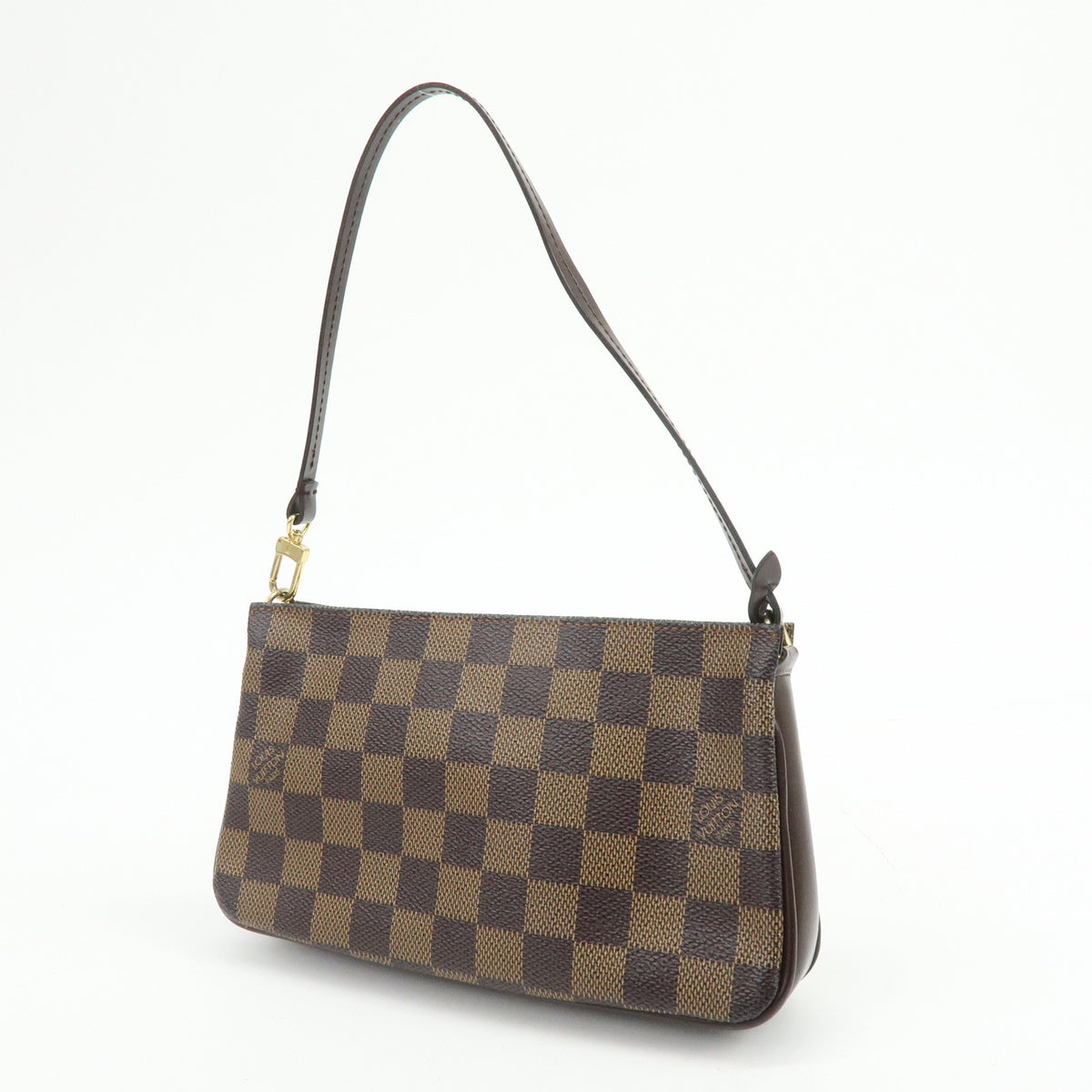 Louis Vuitton Damier Ebene Navona Leather Hand Bag Pouch Brown N51983