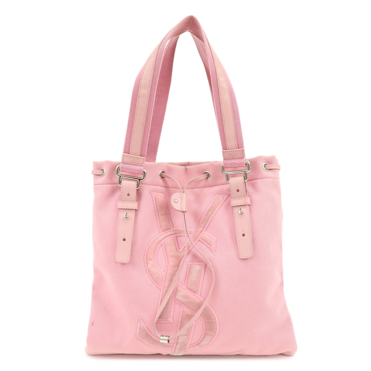 SAINT LAURENT PARIS Kahara Cassandra Canvas Leather Tote Bag 123435