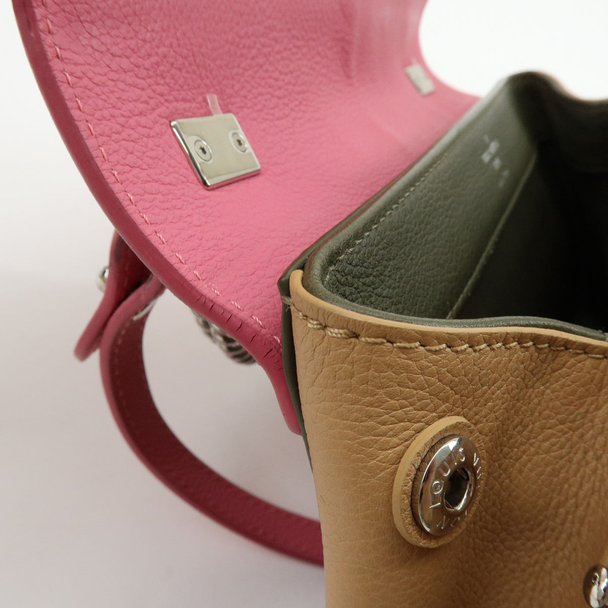 Louis Vuitton LOCKME 2 BB Leather 2 Way Hand Bag Rose Khaki M54103