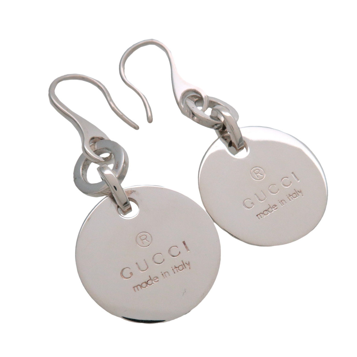 GUCCI Round Plate Hook Earrings SV925 Silver