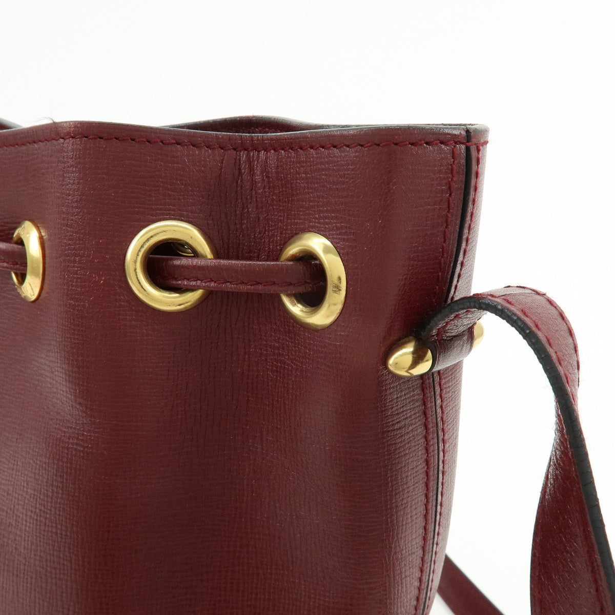 Cartier Must de Cartier Leather Drawstring Shoulder Bag Bordeaux