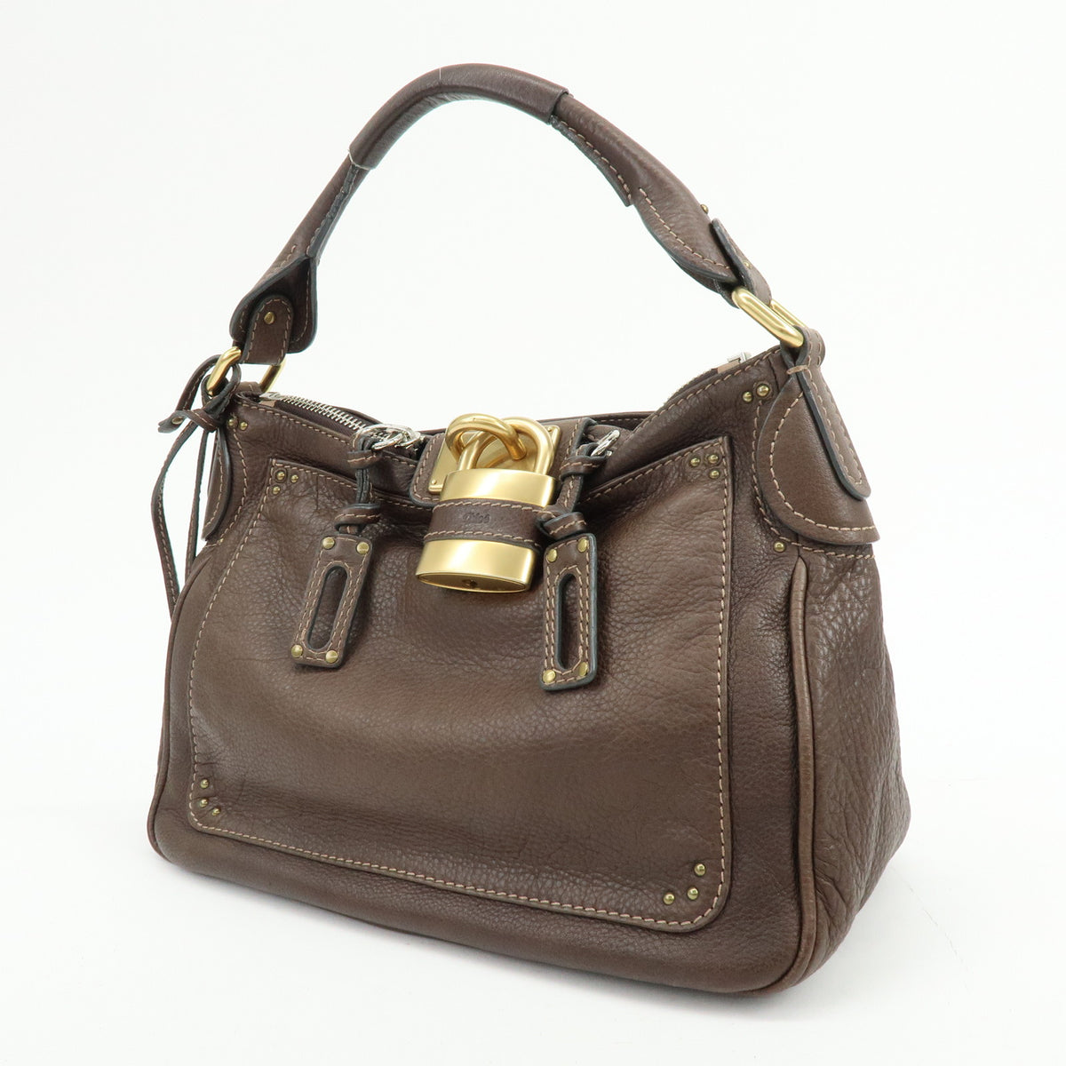 Chloe Paddington Leather Shoulder Bag Hand Bag Dark Brown