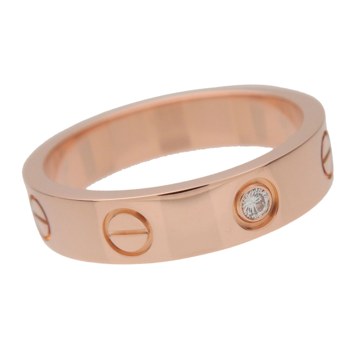 Cartier Mini Love 1P Diamond Ring K18 750PG Rose Gold #50 US5.25 EU50