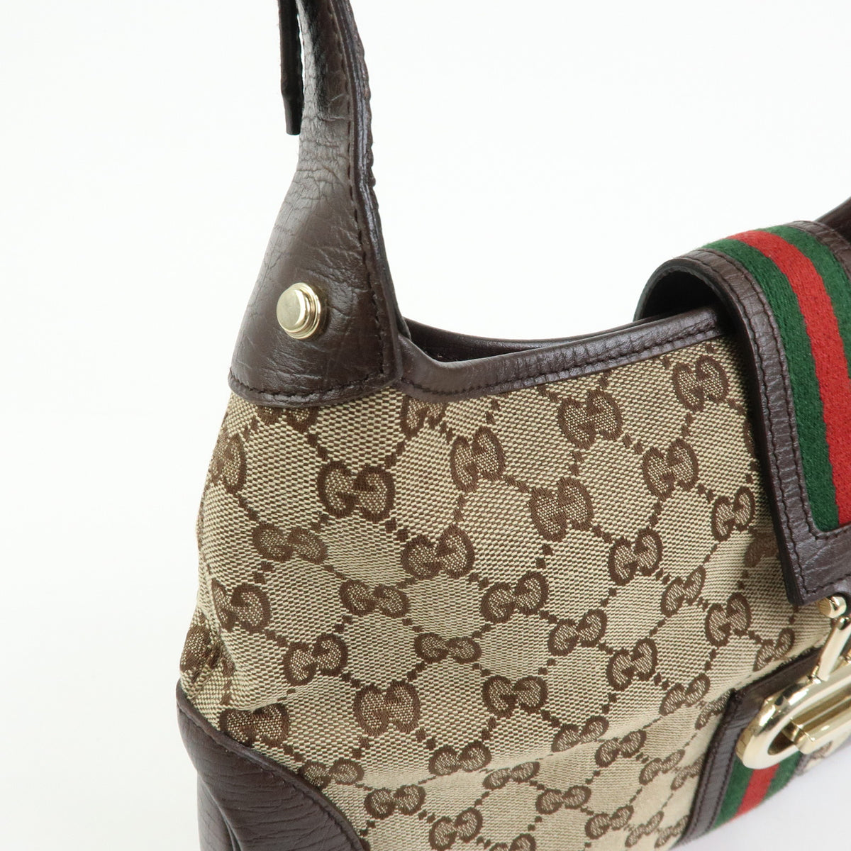 GUCCI Sherry GG Canvas Leather Shoulder Bag Hand Bag Brown 130779