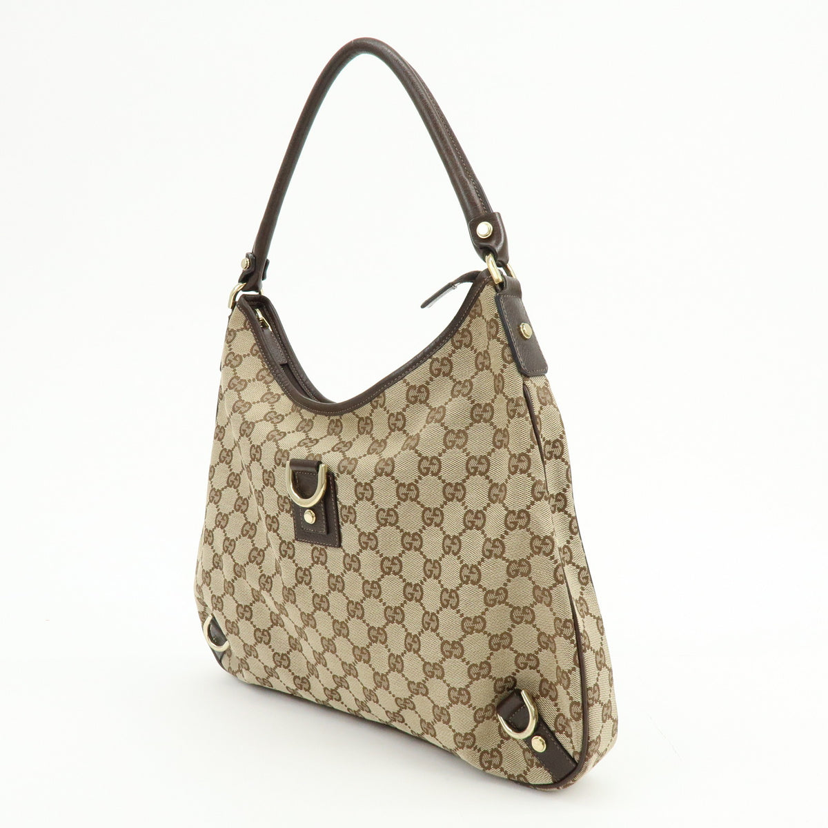 GUCCI Abbey GG Canvas Leather Shoulder Bag Hand Bag Beige Brown 130737