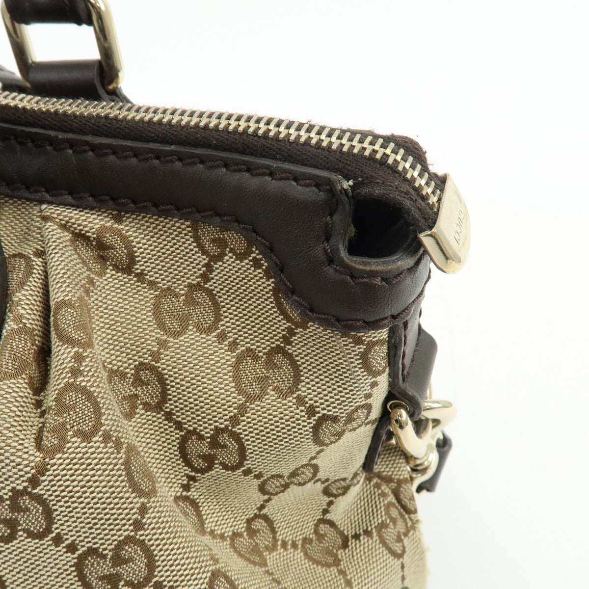 GUCCI Sukey Diamante GG Canvas Leather 2Way Bag Beige Brown 247902