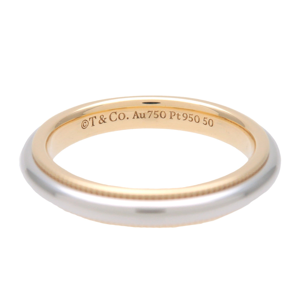 TiTiffany & Co Milgrain Band Ring PT950 K18 750YG US4 EU47