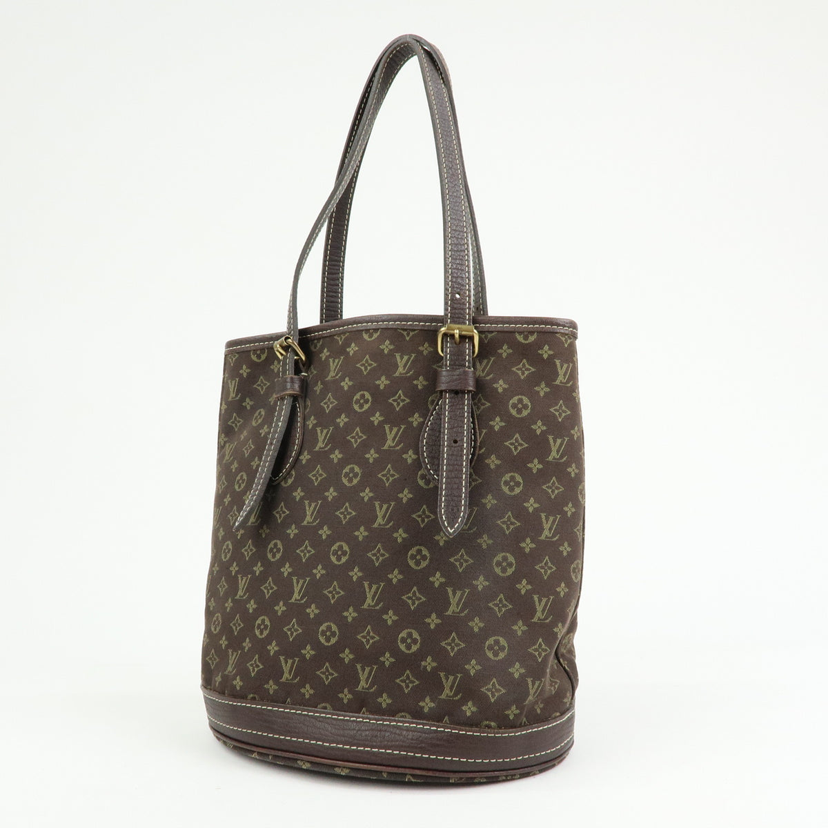 Louis Vuitton Monogram Mini Lin Bucket PM Canvas Tote Bag Ebene M95226
