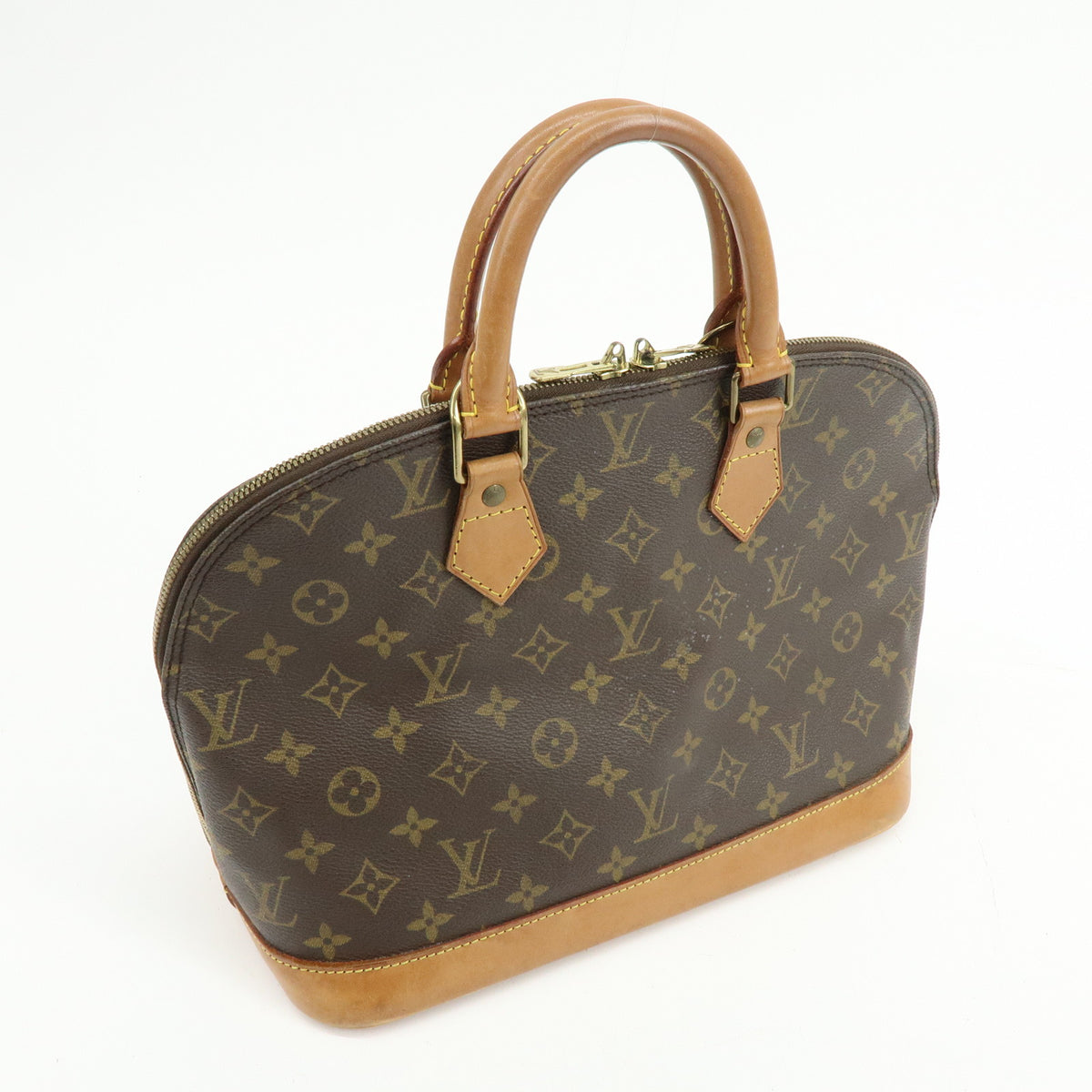 Louis Vuitton Monogram Alma Canvas Leather Hand Bag Brown M51130